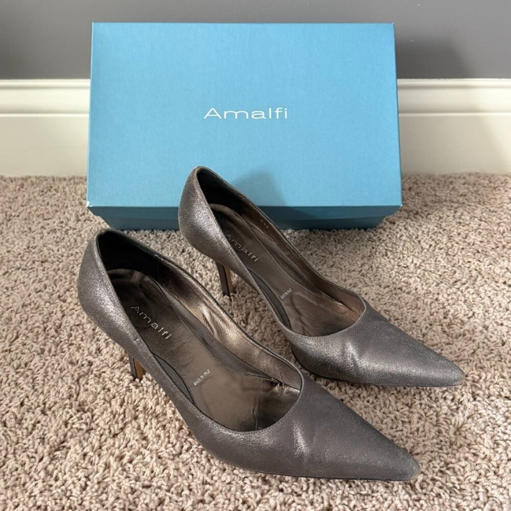 Amalfi Metallic Gunmetal Pointed Toe Pumps